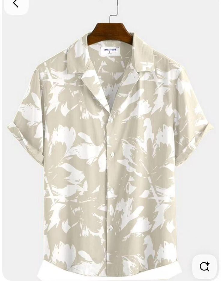 GRAY WHITE LEAF  MENS SHIRT .