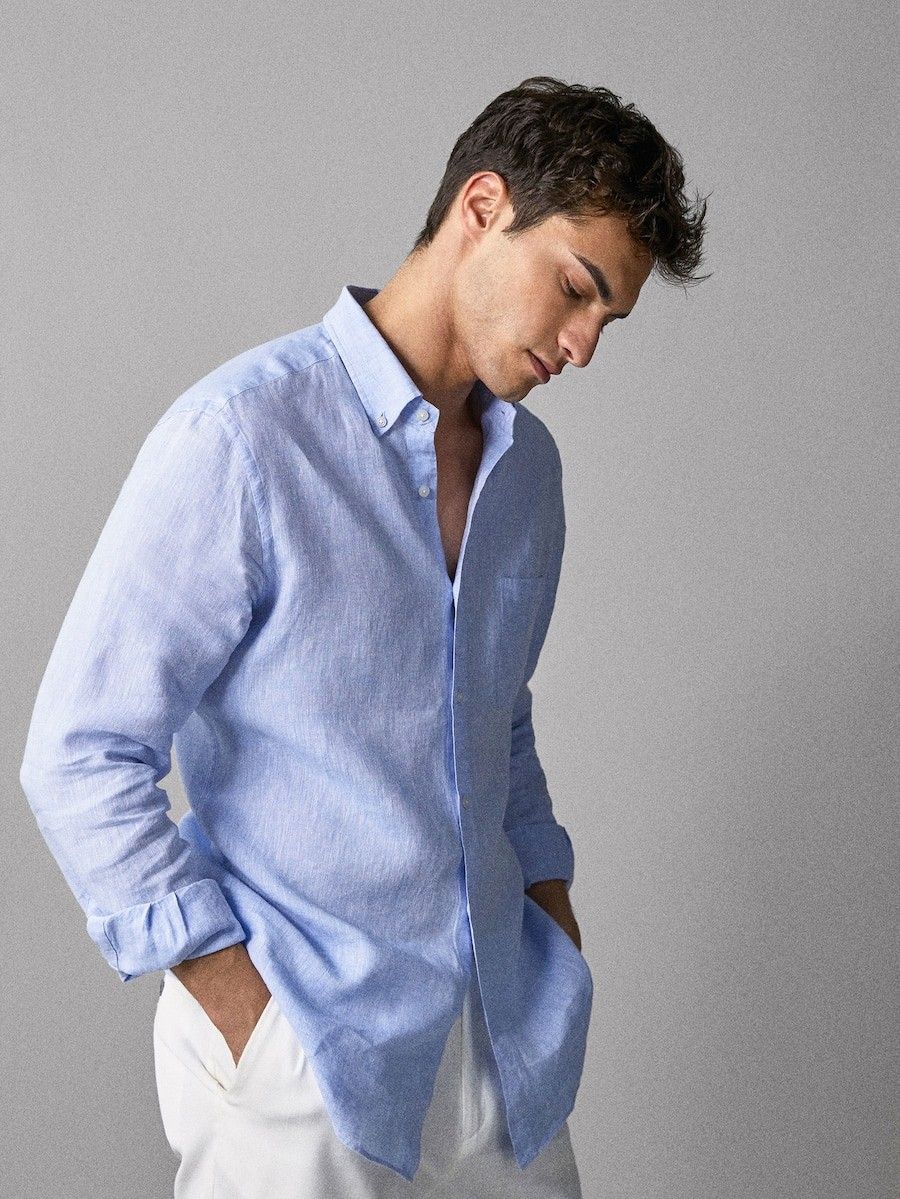 Cotton Linen Shirt for Men – Full Sleeve Soft Breathable .
