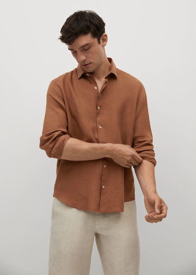 Cotton Linen Shirt for Men – Full Sleeve Soft Breathable .