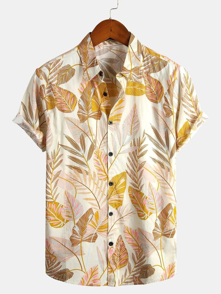 YELLOW DARK FLOWER MENS SHIRT .