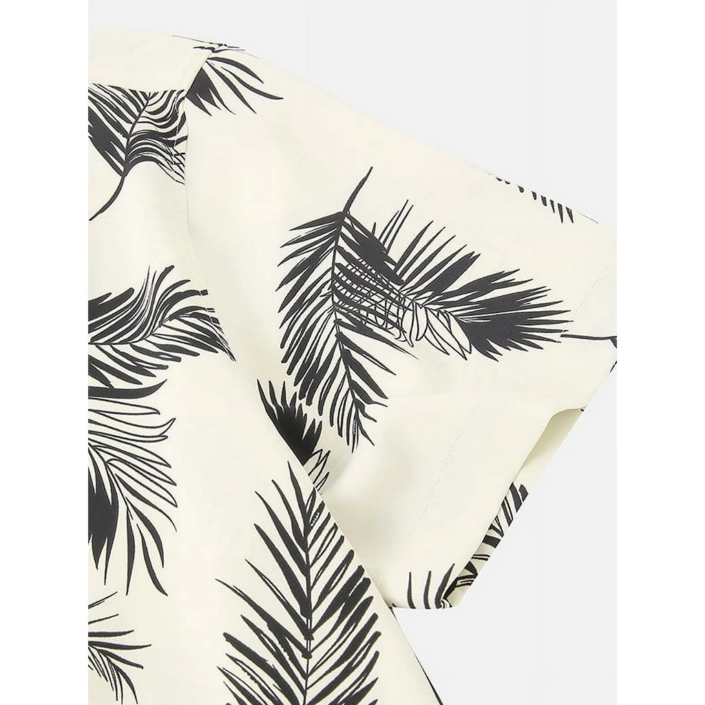 WHITE BLACK LEAF MENS SHIRT .