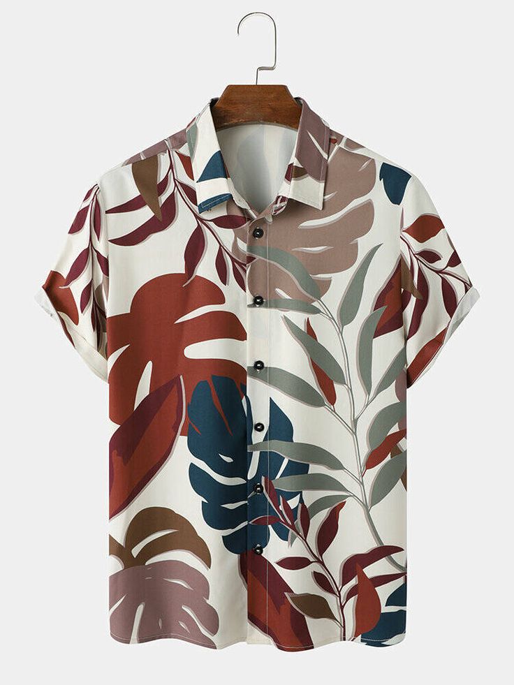 RED GRAY DARK FLOWER MENS SHIRT .