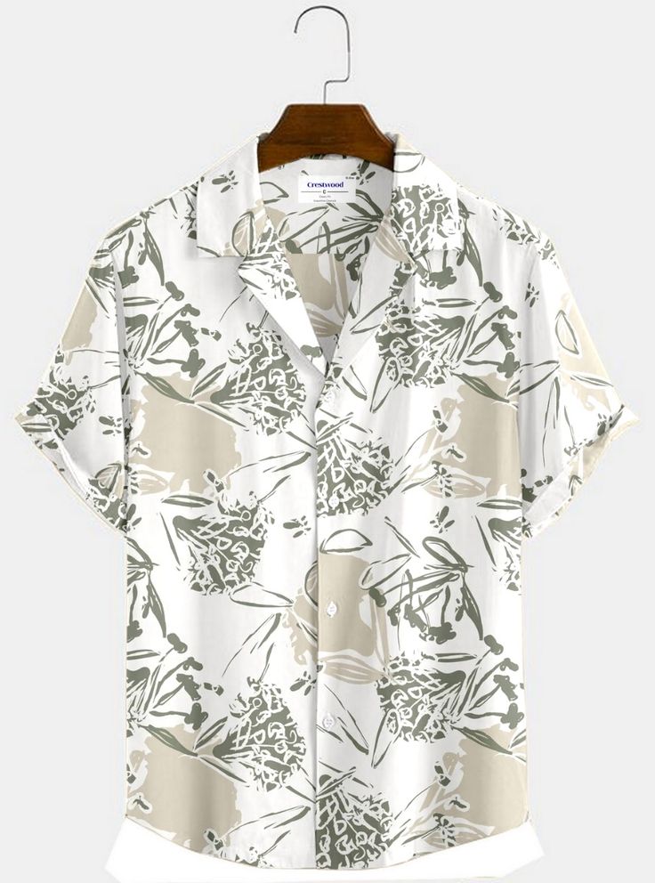 GREY GREEN MIXI FLOWER MENS SHIRT .