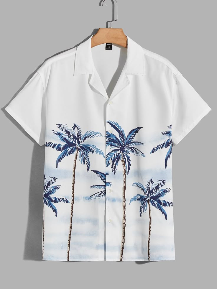 WHITE BEACH TREE MENS SHIRT .