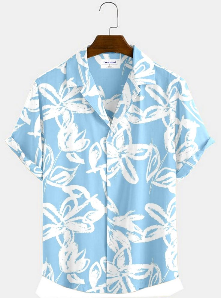 WHITE SKY FLOWER  MENS SHIRT .