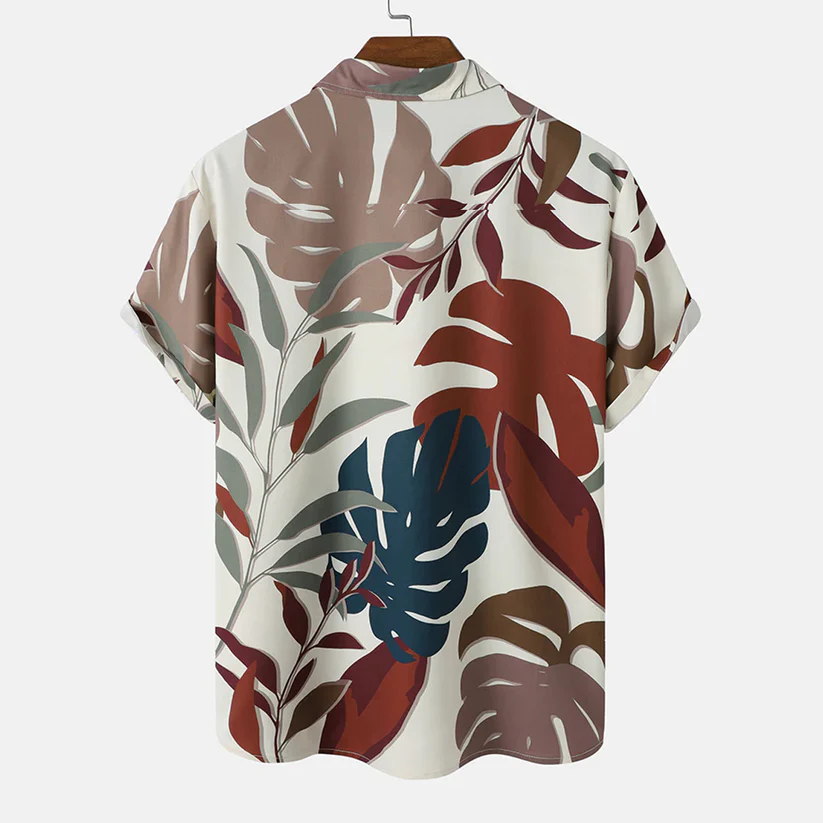 RED GRAY DARK FLOWER MENS SHIRT .
