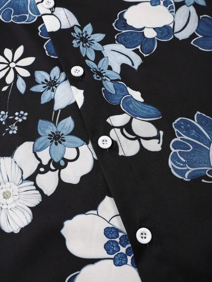 BLUE FLOWER MENS SHIRT & SHORT SET .