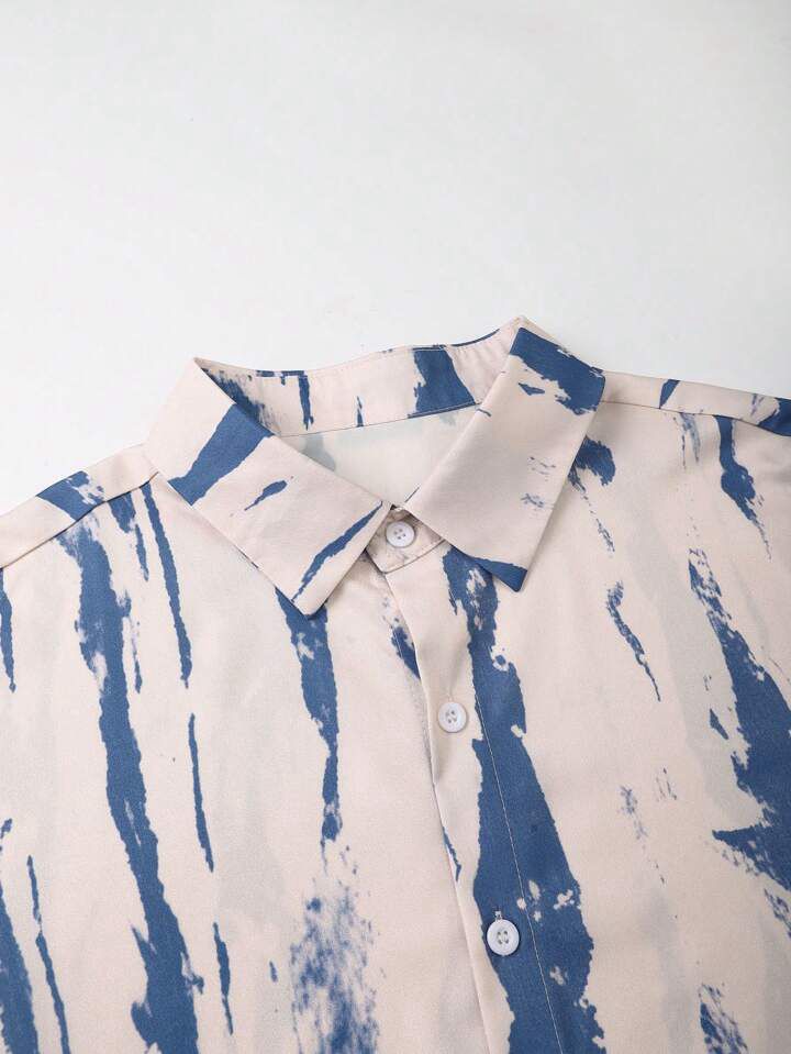 BLUE SCRECH MENS SHIRT & SHORT SET .