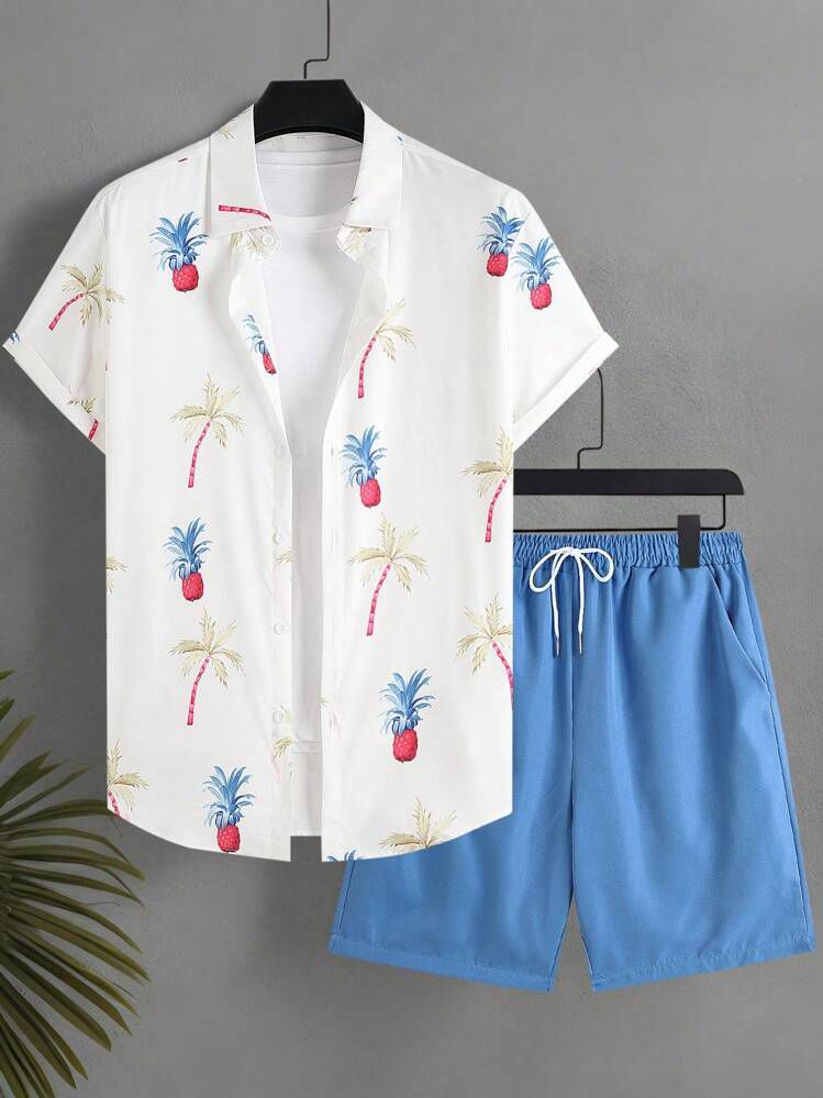 PINK CHERRY COCONAT MENS SHIRT & SHORT SET .