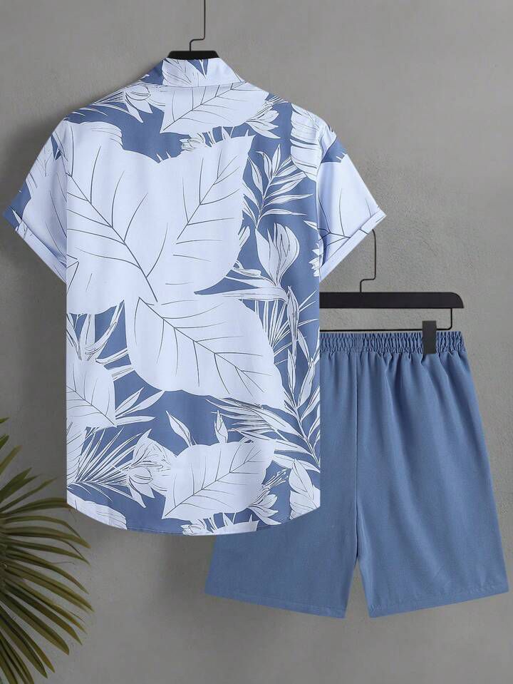 COLOR LEAF MENS SHIRT & SHORT SET .