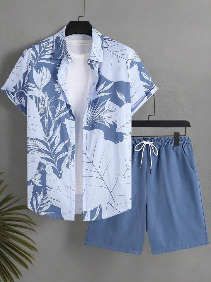 COLOR LEAF MENS SHIRT & SHORT SET .