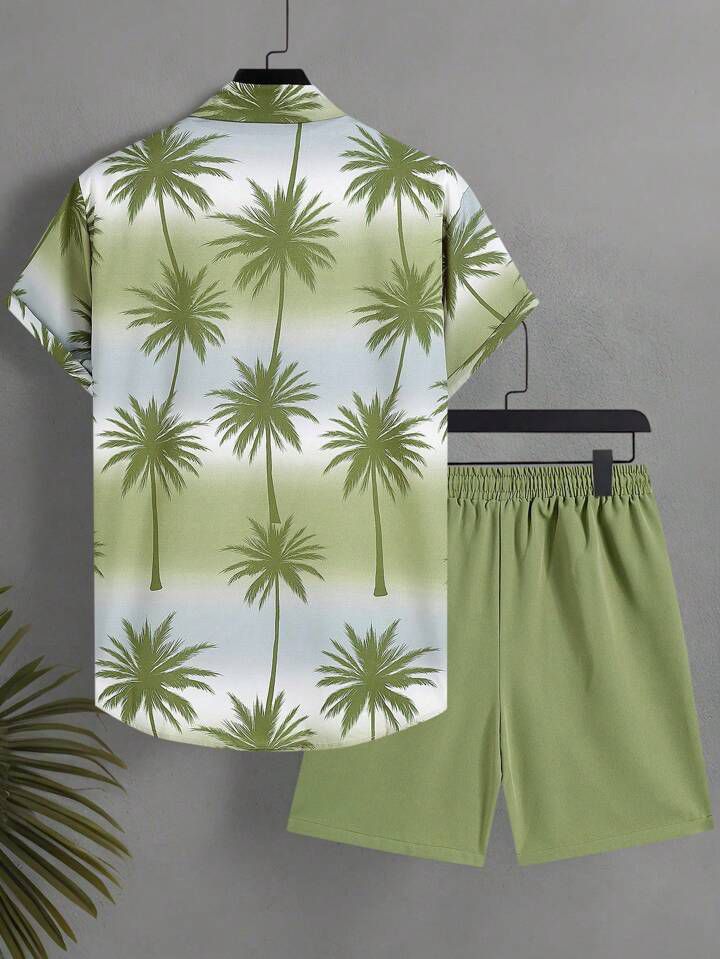 GREEN COCONAT MENS SHIRT & SHORT SET .