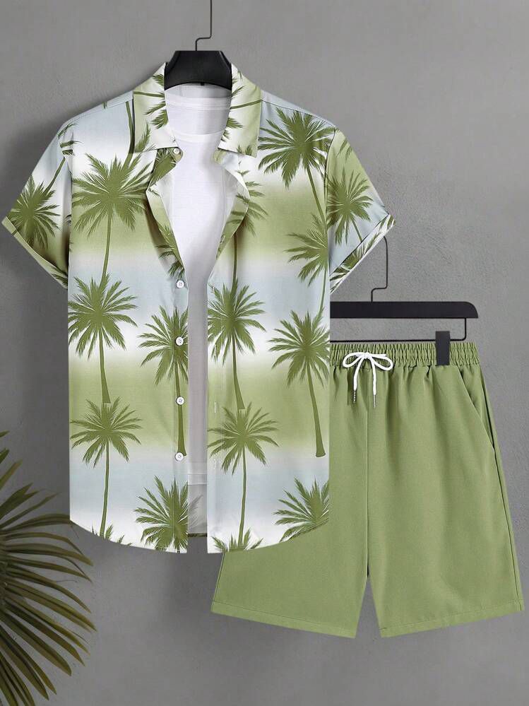 GREEN COCONAT MENS SHIRT & SHORT SET .