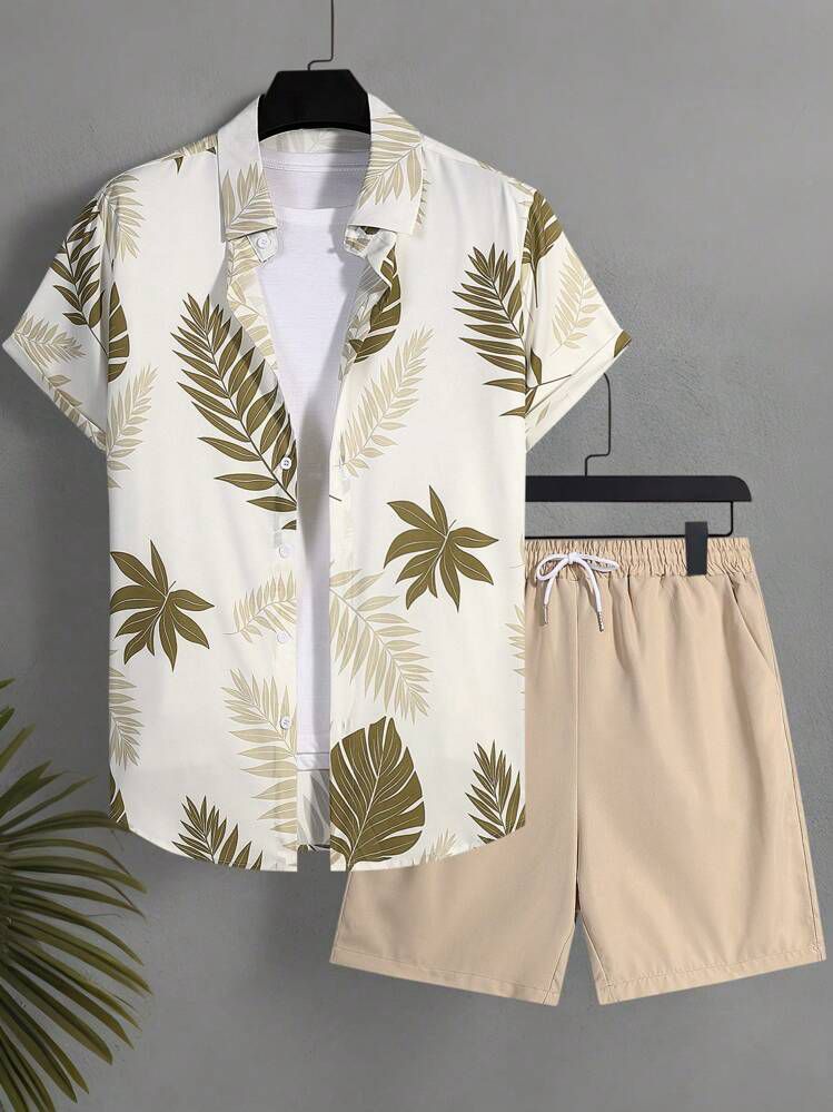 COLOR LEAF MENS SHIRT & SHORT SET .