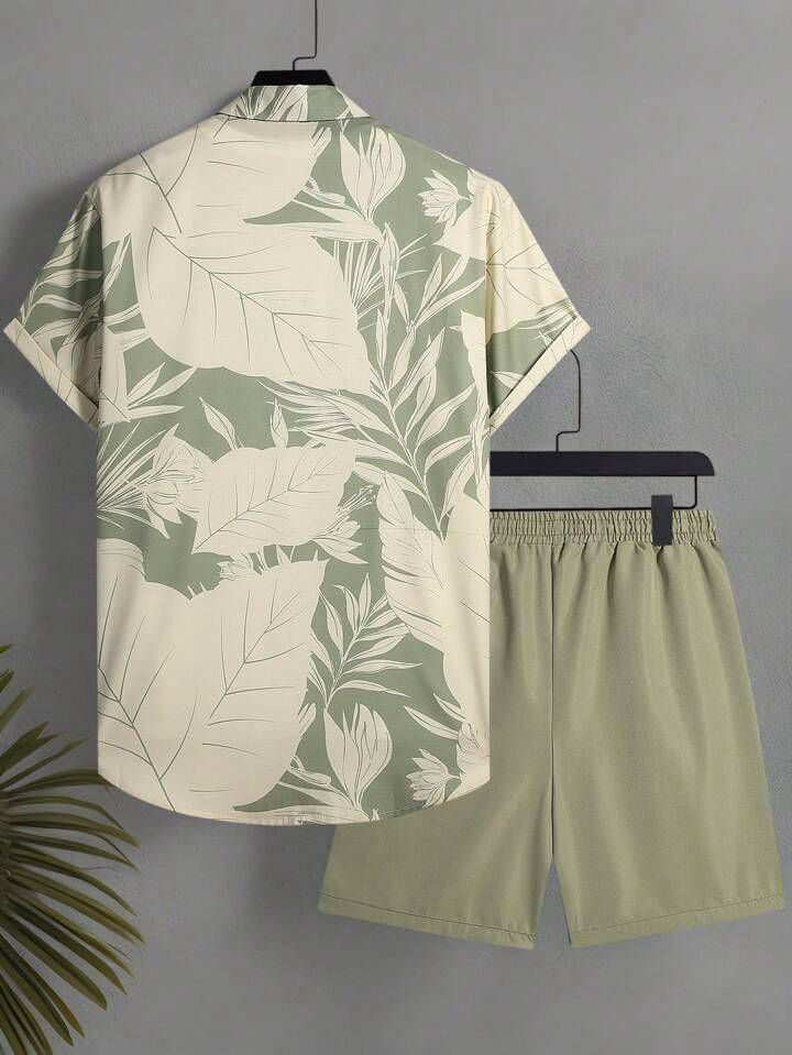 COLOR LEAF MENS SHIRT & SHORT SET .