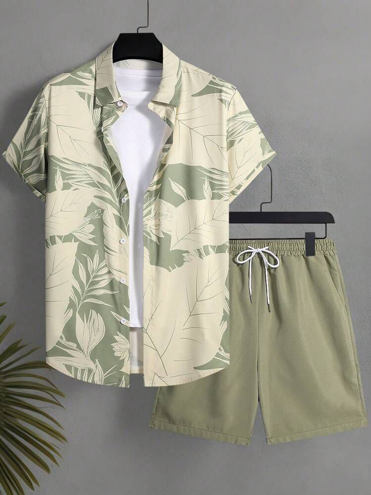 COLOR LEAF MENS SHIRT & SHORT SET .