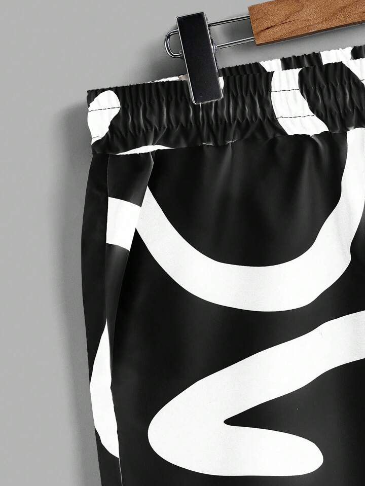 BLACK - WHITE DESIGN  MENS SHIRT & SHORT SET .