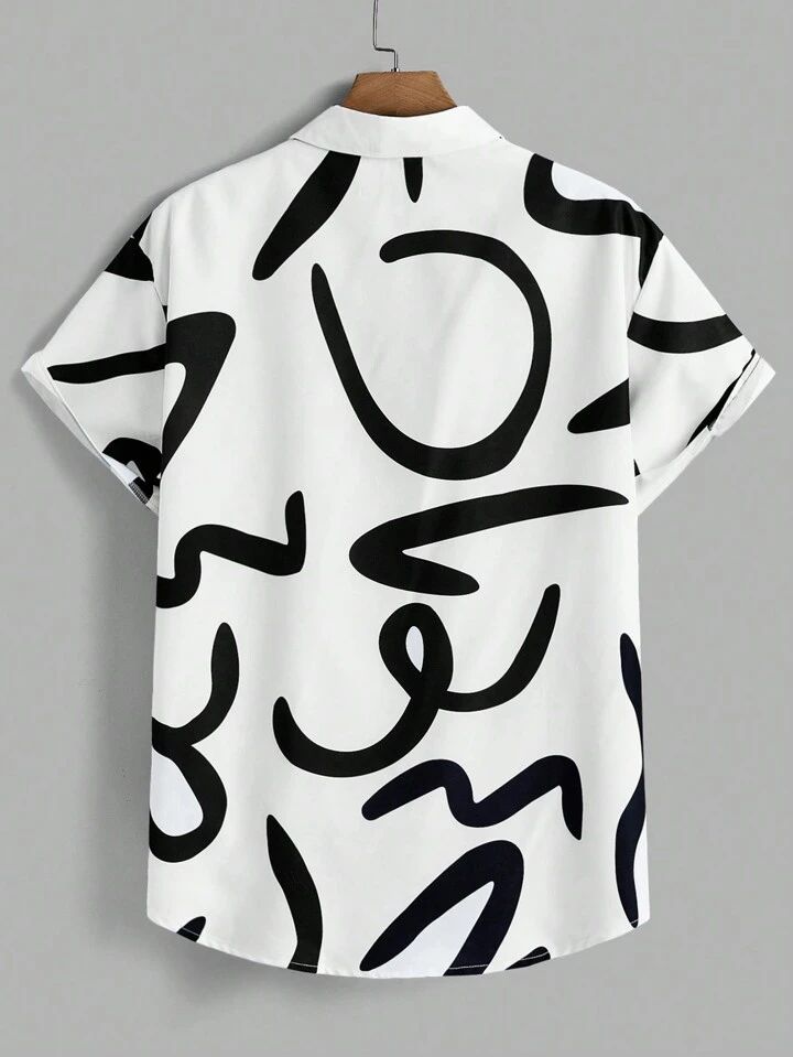 BLACK - WHITE DESIGN  MENS SHIRT & SHORT SET .
