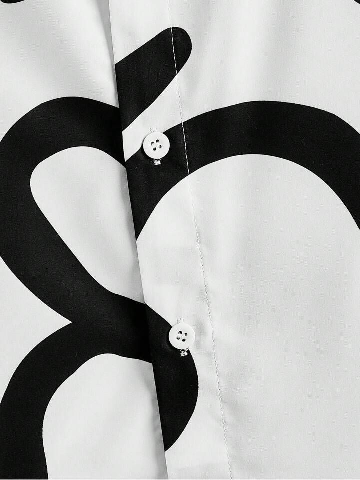 BLACK - WHITE DESIGN  MENS SHIRT & SHORT SET .