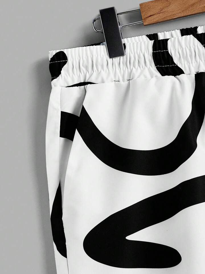 BLACK - WHITE DESIGN  MENS SHIRT & SHORT SET .