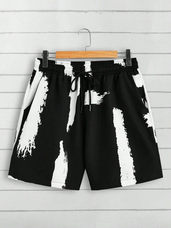 BLACK STRIPTED  DESIGN  MENS SHIRT & SHORT SET .