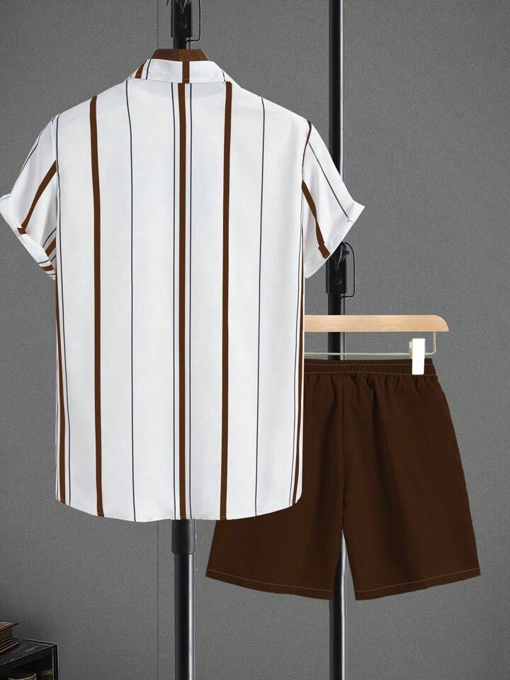 COLORING STRIPTED  DESIGN  MENS SHIRT & SHORT SET .