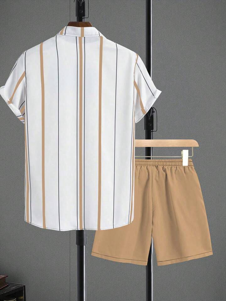 COLORING STRIPTED  DESIGN  MENS SHIRT & SHORT SET .