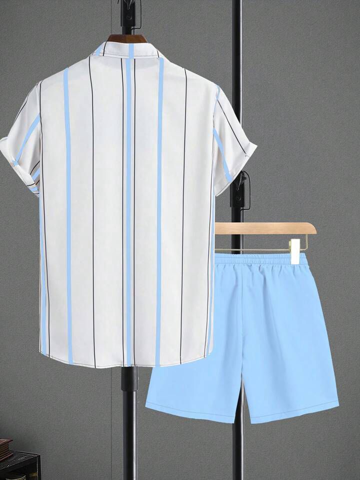 COLORING STRIPTED  DESIGN  MENS SHIRT & SHORT SET .