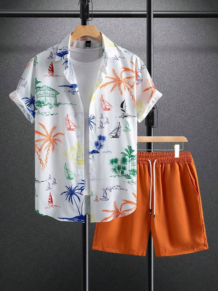 COLORING COCONUTE MENS SHIRT & SHORT SET .