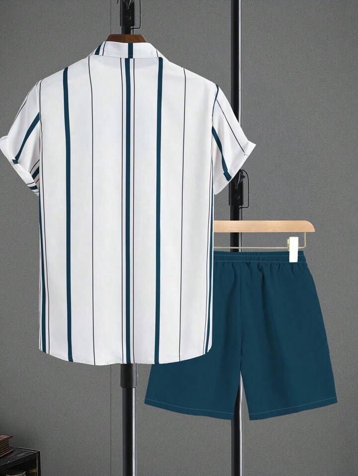 COLORING STRIPTED  DESIGN  MENS SHIRT & SHORT SET .