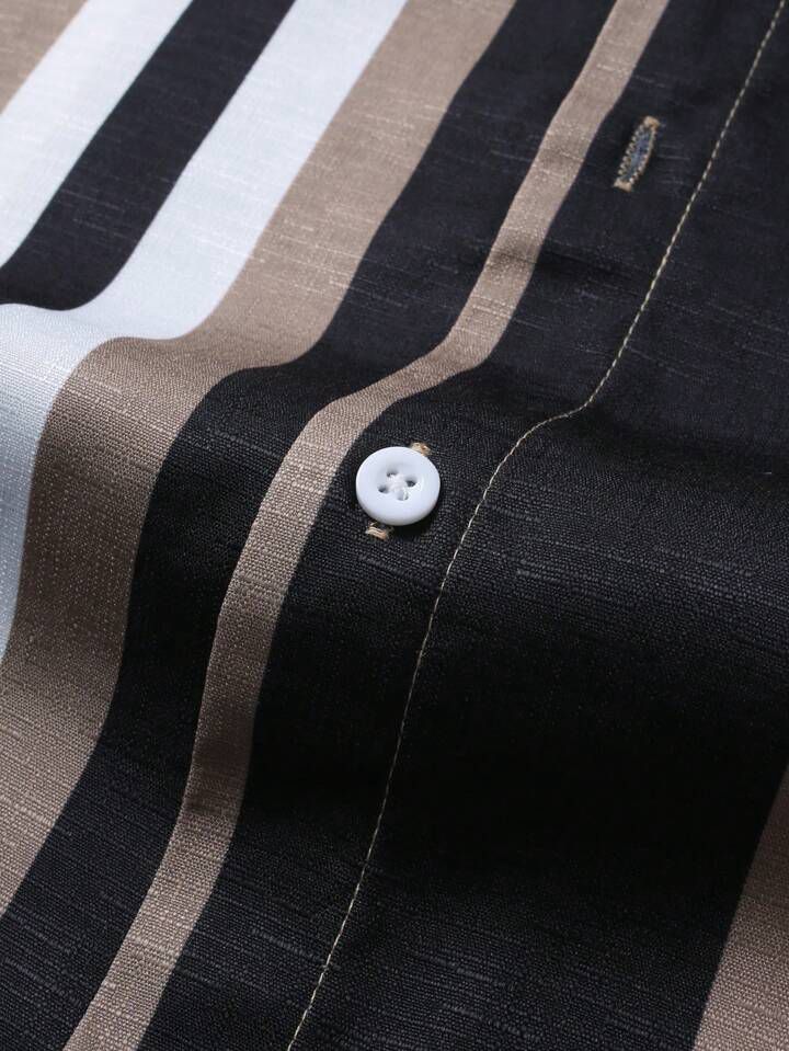 BROWN STRIPTED MENS SHIRT & SHORT SET .