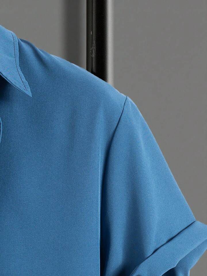 BLACK - BLUL CAUSLY DESIGN  MENS SHIRT & SHORT SET .