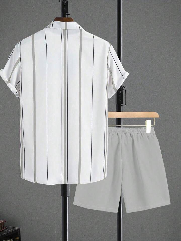 COLORING STRIPTED  DESIGN  MENS SHIRT & SHORT SET .
