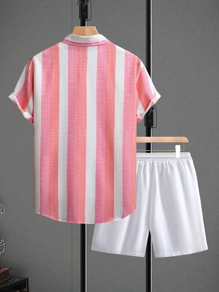 STRIPTED LINE FANCY MENS SHIRT & SHORT SET .