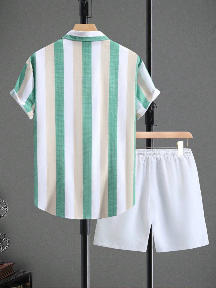 STRIPTED LINE FANCY MENS SHIRT & SHORT SET .
