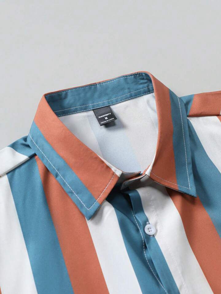 STRIPTED LINE FANCY MENS SHIRT & SHORT SET .