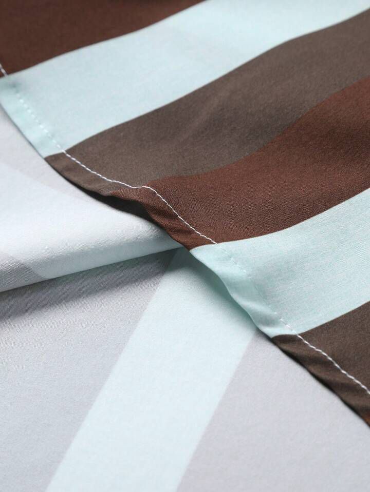 BROWN LINE FANCY  MENS SHIRT & SHORT SET .