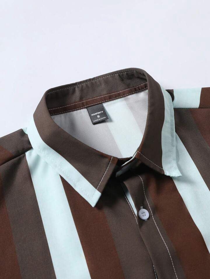 BROWN LINE FANCY  MENS SHIRT & SHORT SET .