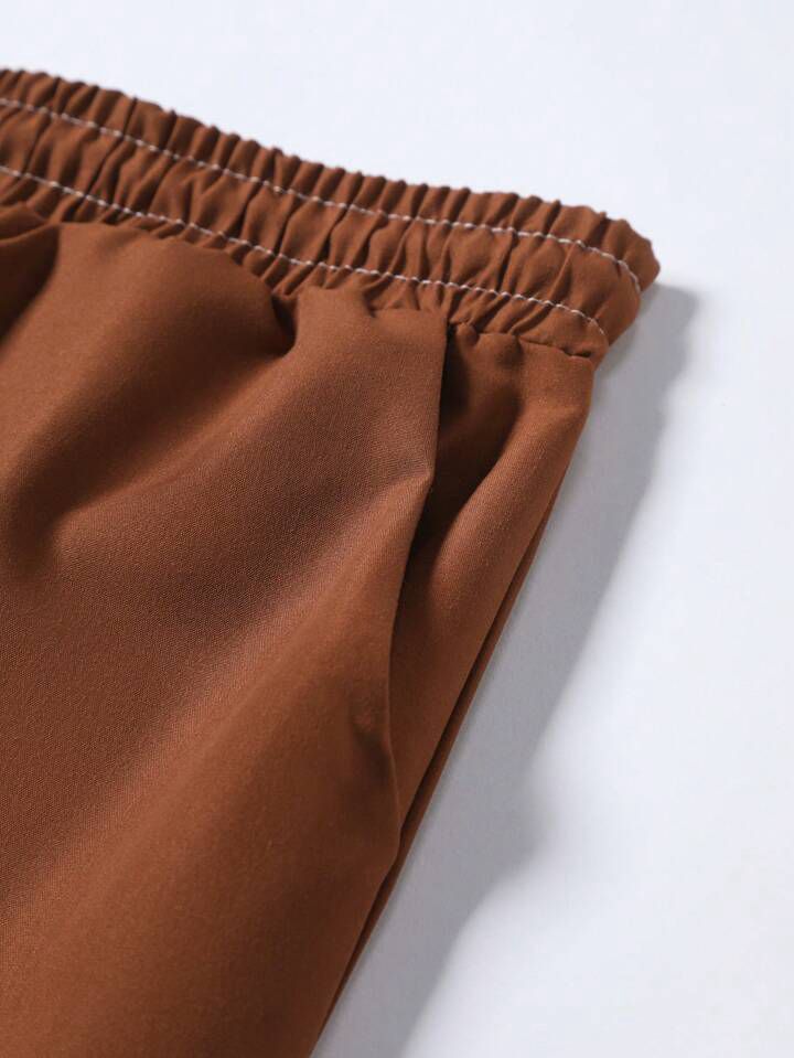 BROWN LINE FANCY  MENS SHIRT & SHORT SET .