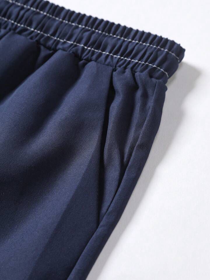 ORANGE  - BLUE LINE STRIPTED MENS SHIRT & SHORT SET .