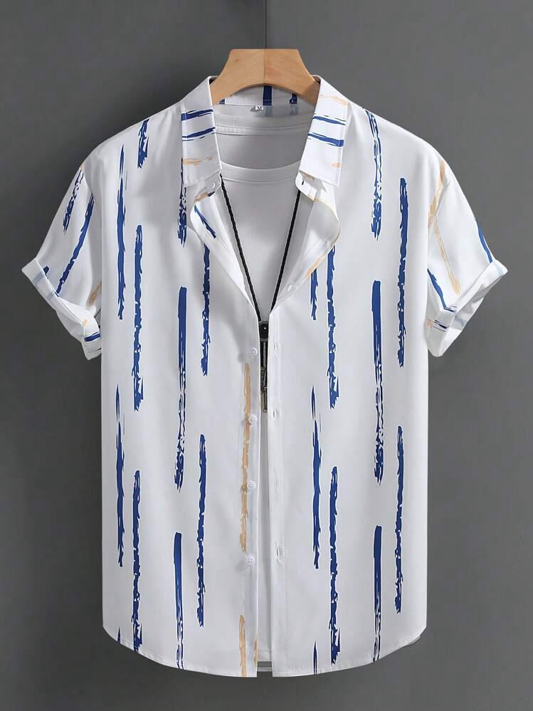 BLUE WHHITE STIRPTED MENS SHIRT .