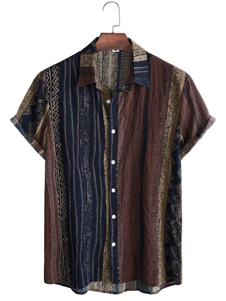 BLUE  BROWN MIXI MENS SHIRT .
