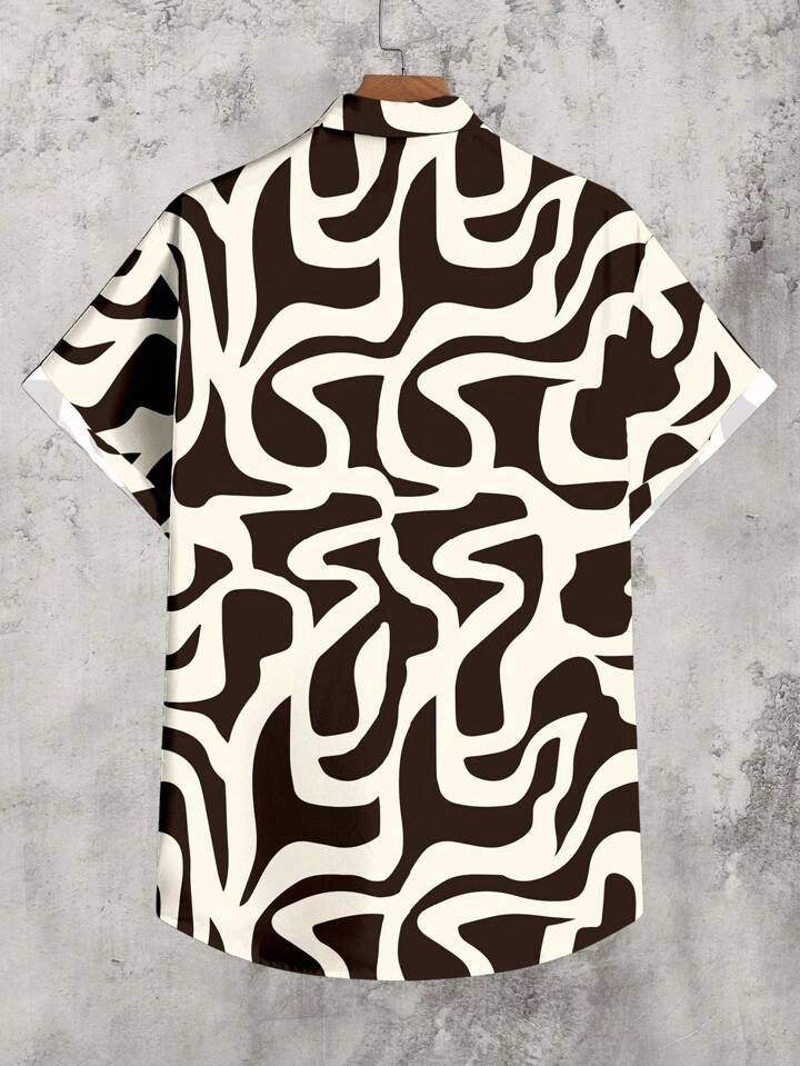 BLACK WHITE MIXI PRINT MENS SHIRT .