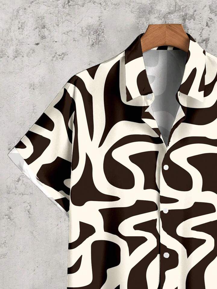 BLACK WHITE MIXI PRINT MENS SHIRT .