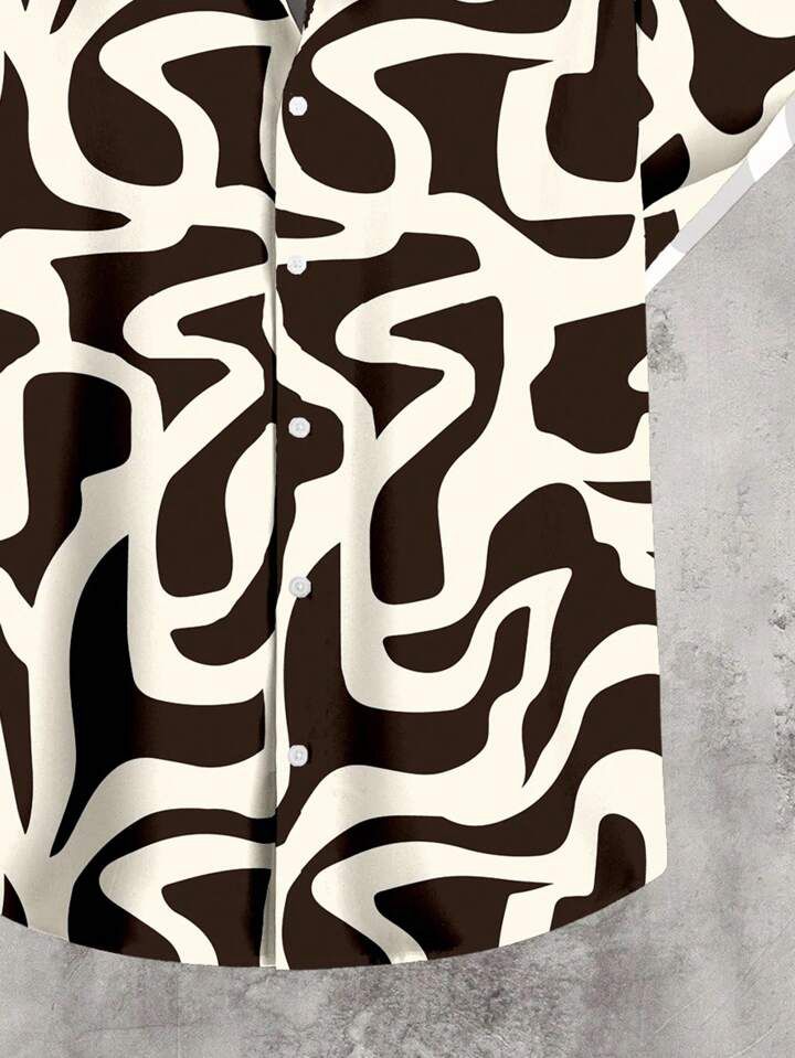 BLACK WHITE MIXI PRINT MENS SHIRT .