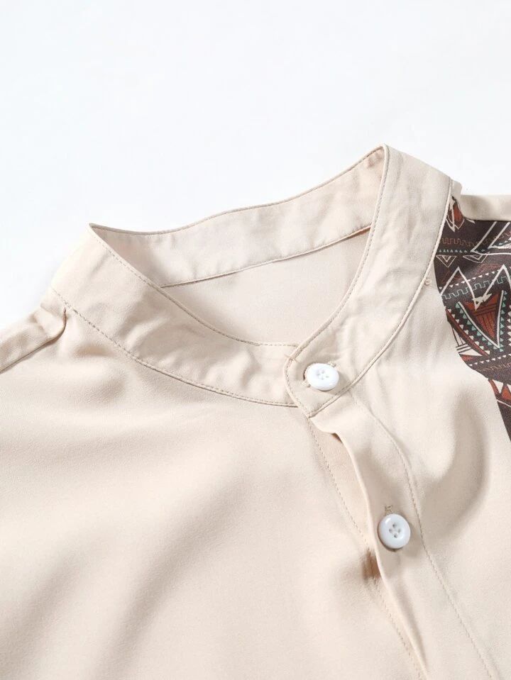 WHITE BROWN PATTI PRINT MENS SHIRT .
