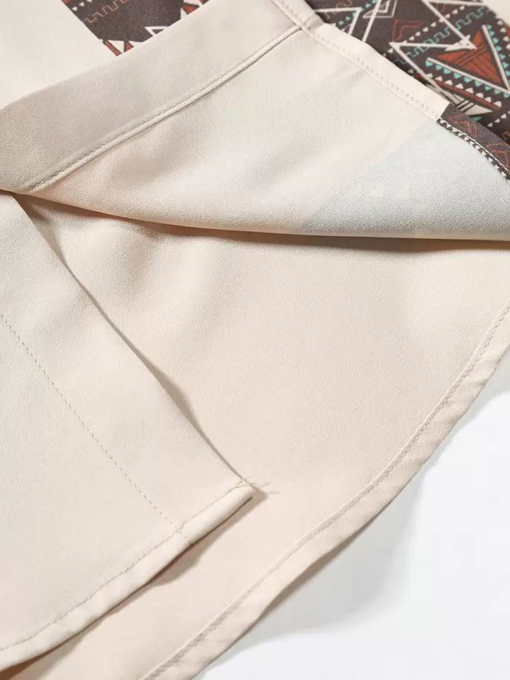 WHITE BROWN PATTI PRINT MENS SHIRT .