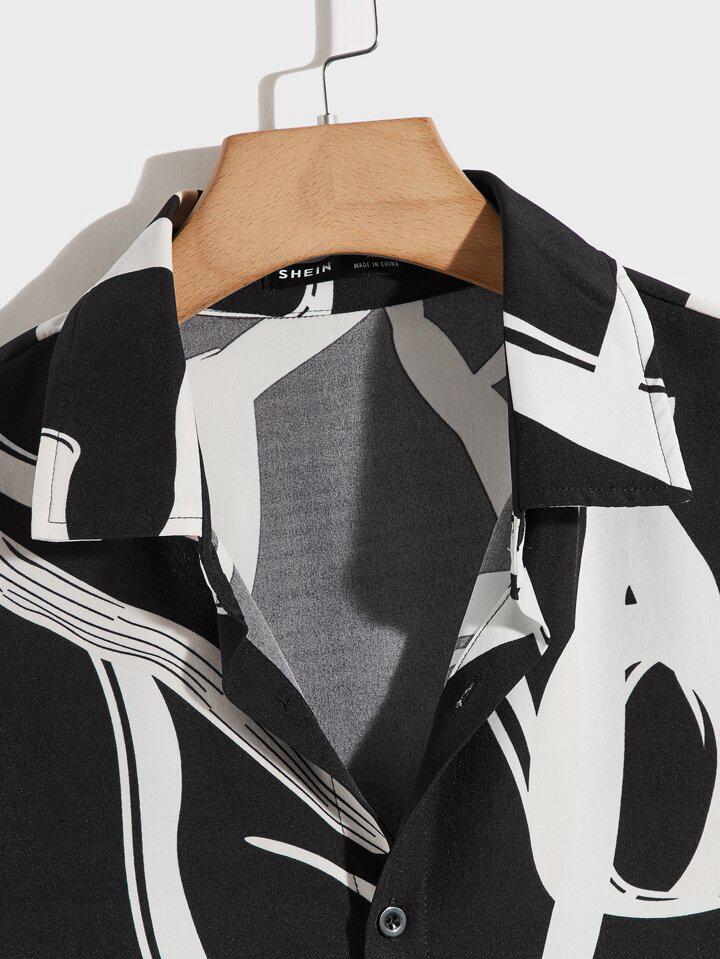 BLACK - BLUE COLOR BLOCK MENS SHIRT .