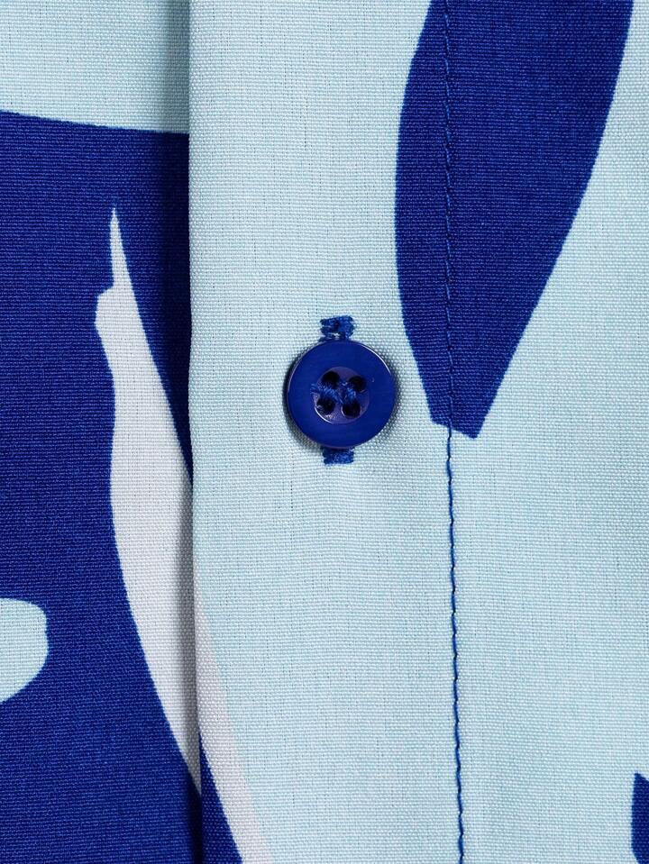 BLACK - BLUE COLOR BLOCK MENS SHIRT .