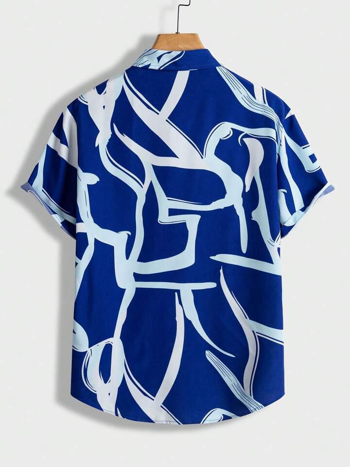 BLACK - BLUE COLOR BLOCK MENS SHIRT .